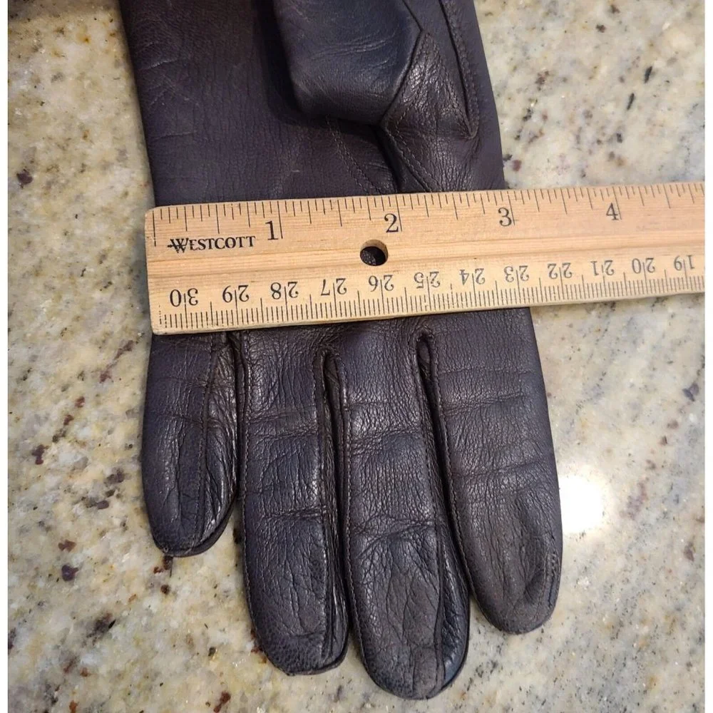 Vintage Size 6.5 Brown Lined Leather Goves . Formal 12